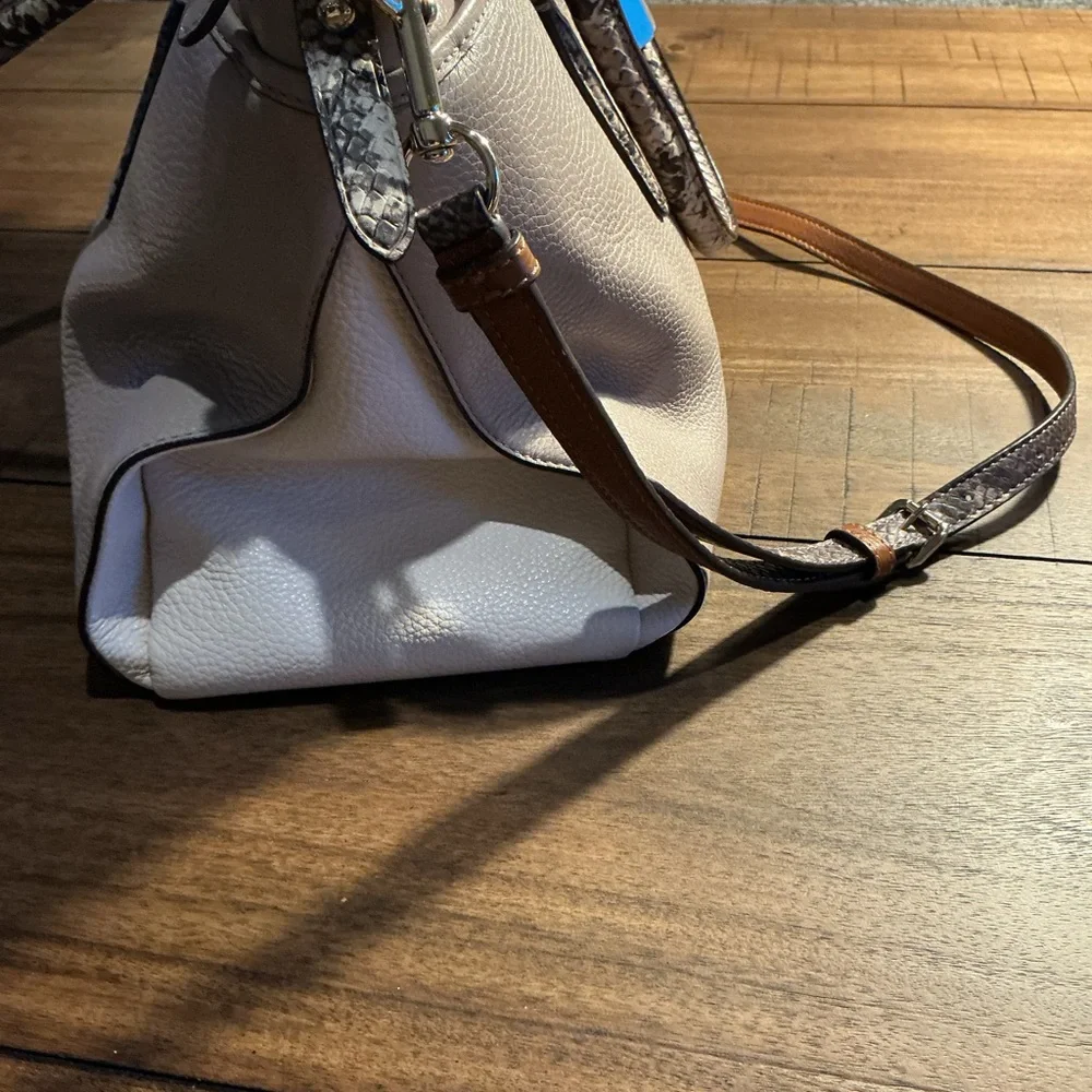 COACH Morgan Color Block Pebble Leather w/Exotic Embossed Trim Satchel/Crossbody - Picture 6 of 12